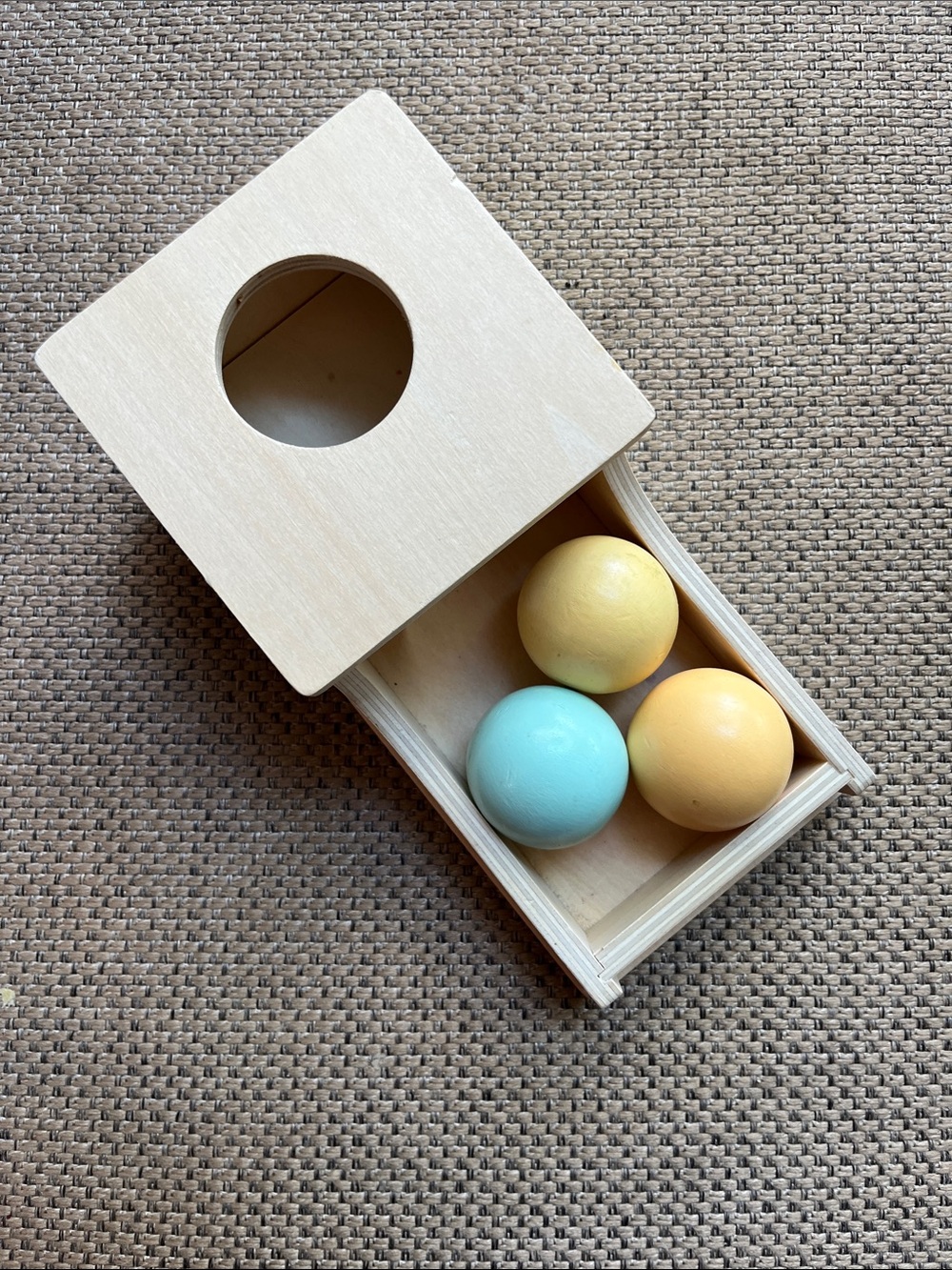 Wooden Ball Set with Natural Slide - Yellow & Light Blue